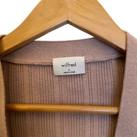 Aritzia Wilfred Plunge Front Cardigan Wool Cotton V-neck Crop Fitted Pleated S - Picture 3 of 10